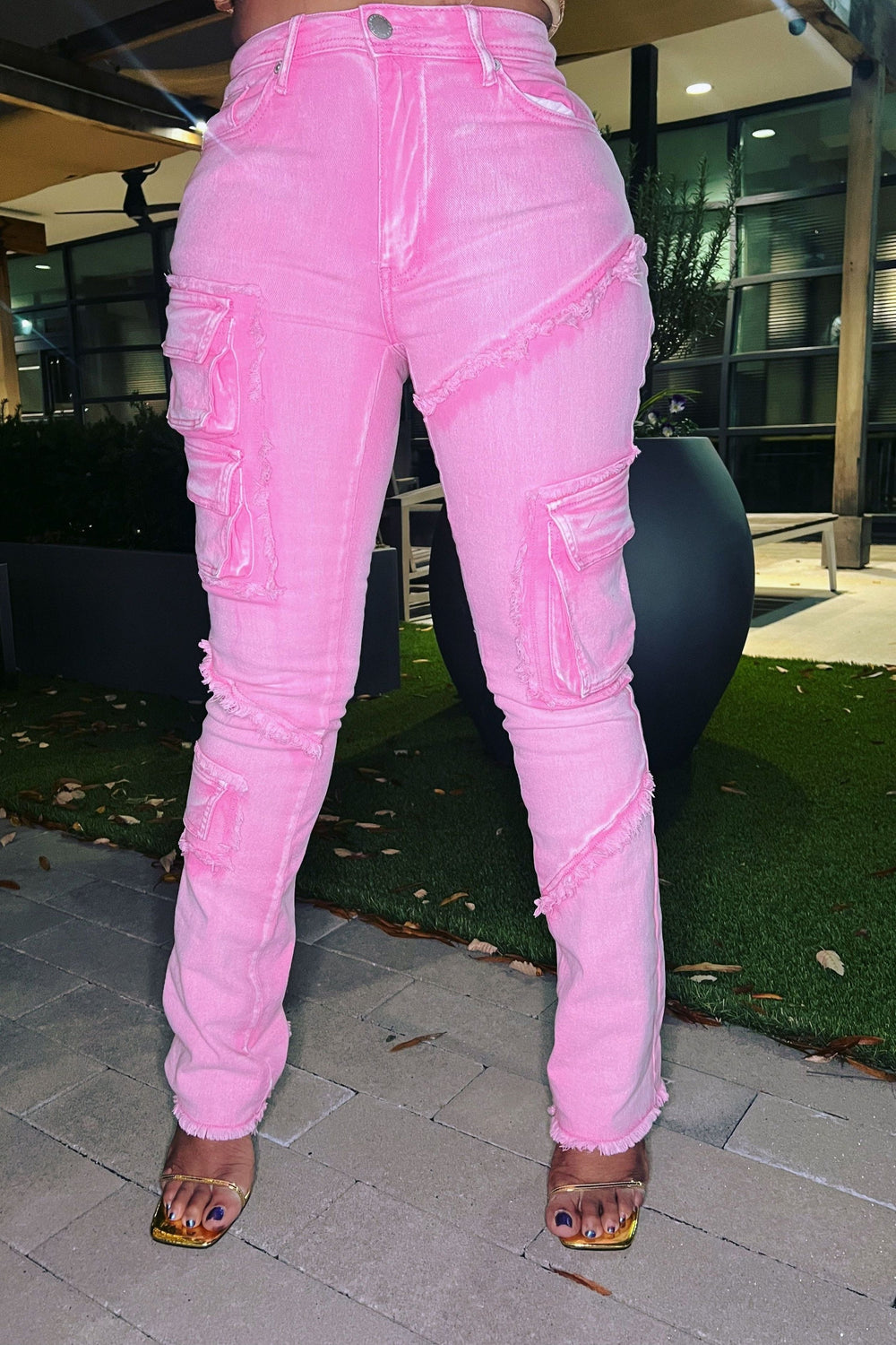 Pink Slush Stacked Jeans - Pink