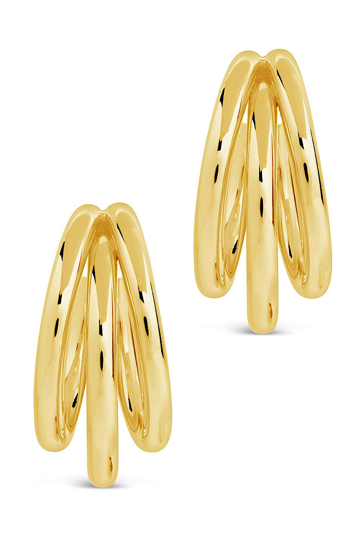 Golden Glam Triple Hoop Earrings