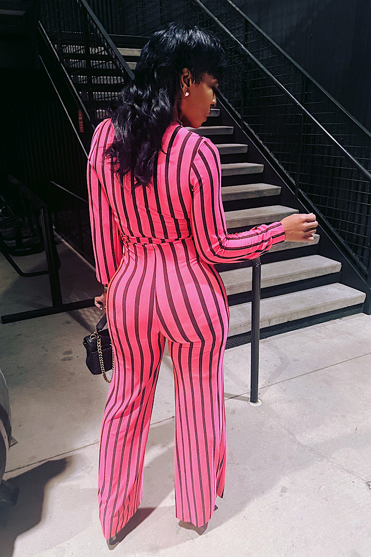 Ms. Pinkie Striped Jumpsuit