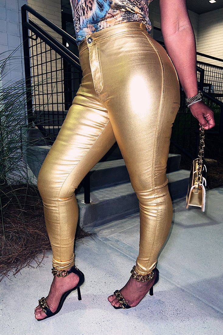 Gold Magic Coated Skinny Jeans