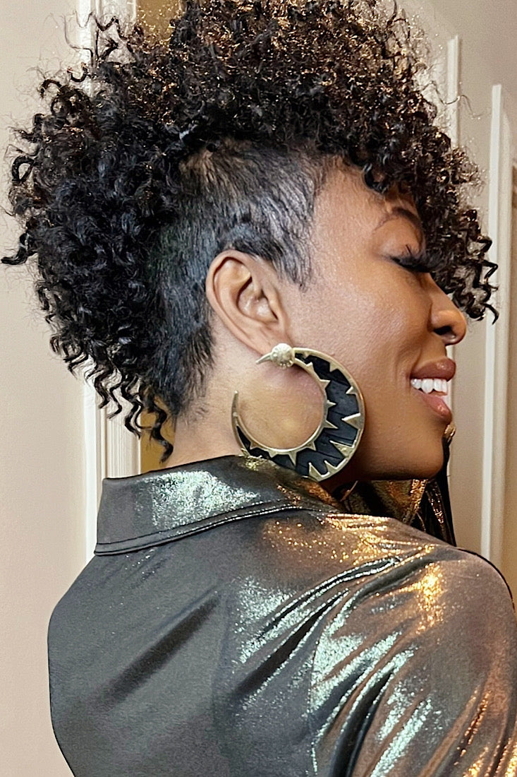 Crescent Moon Vinyl Record Earrings