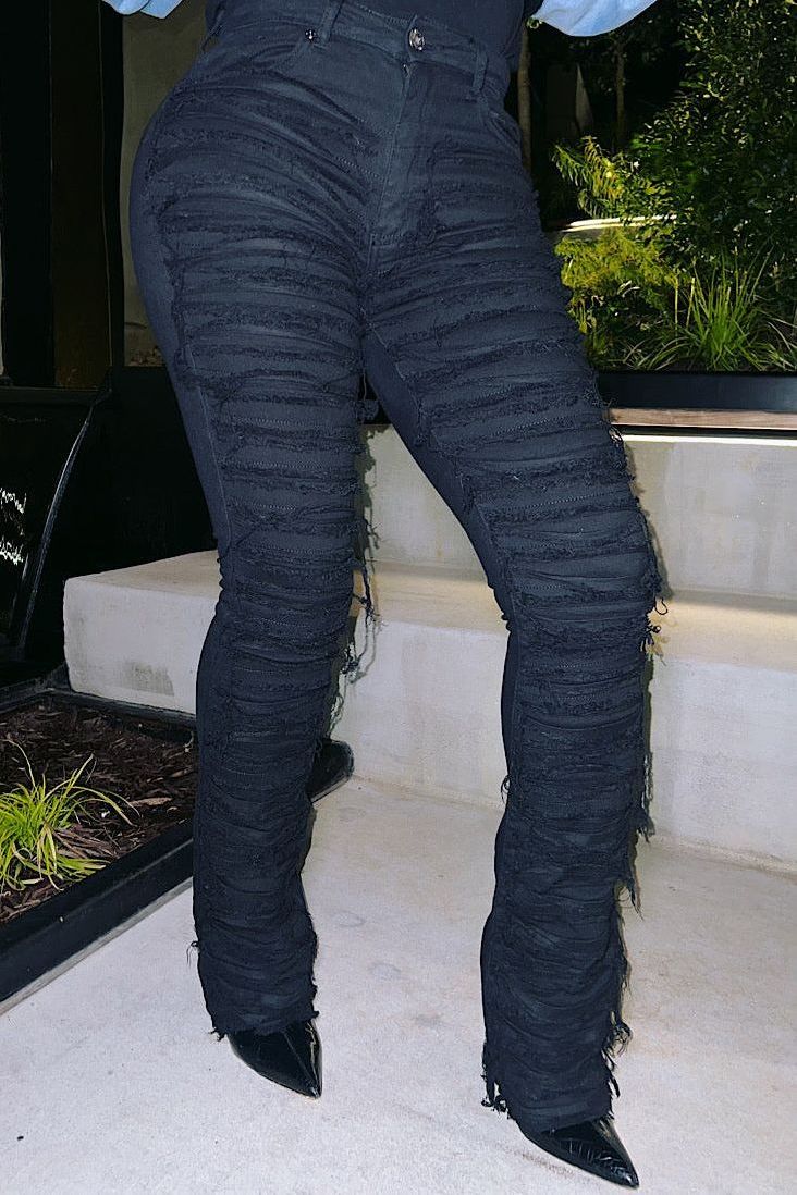 Candy Crush Stacked Jeans - Black