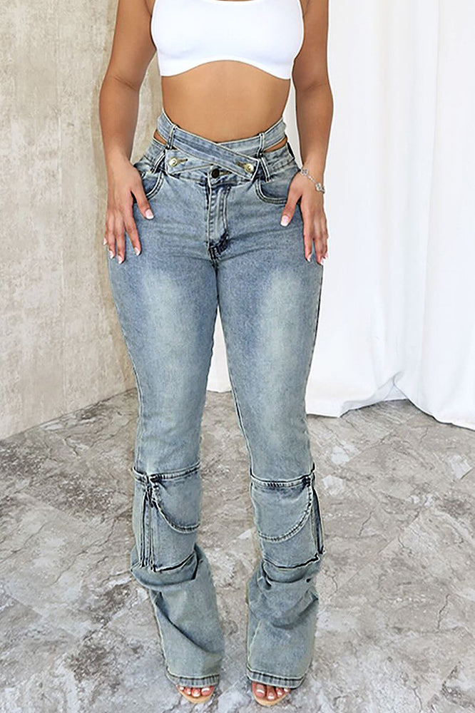 
                      
                        Chrissy Crossover Stacked Jeans
                      
                    