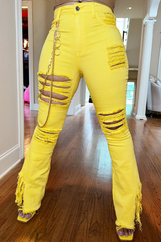 Mellow Yellow Frayed Jeans