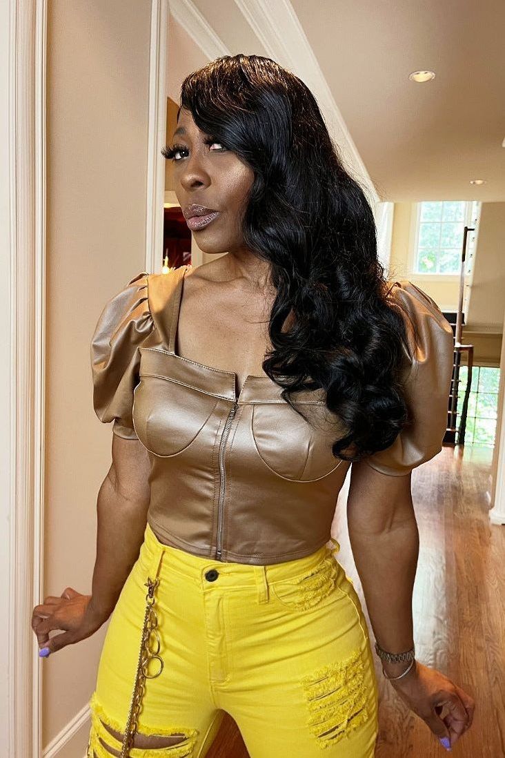 Hot Coco Faux Leather Top