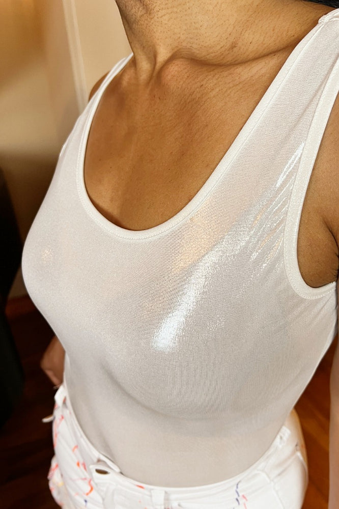 
                      
                        Disco Donna Metallic Bodysuit - White
                      
                    