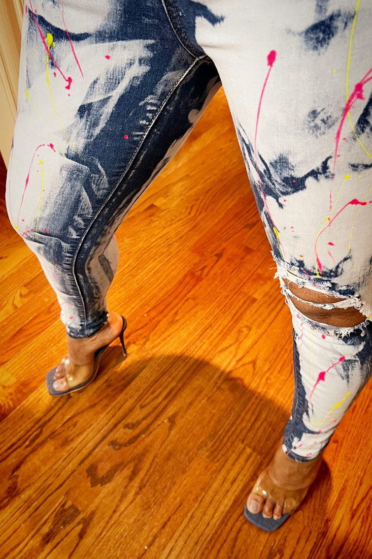Paint Trap Acid Washed Jeans