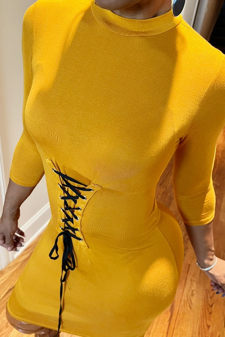 Chrissy Corset Dress - Mustard