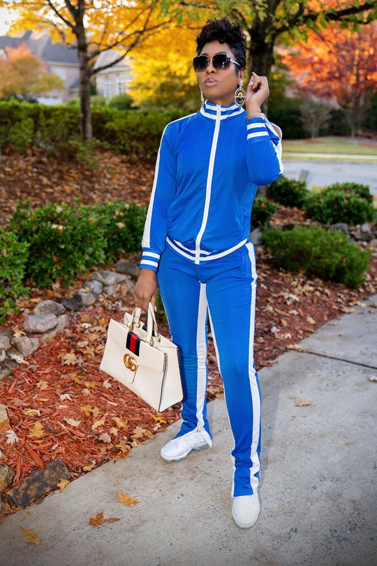 Cold Shoulder Tracksuit Featherweight Edition - Blue - Gritty Soul Apparel