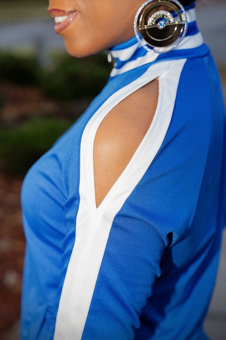 Cold Shoulder Tracksuit Featherweight Edition - Blue - Gritty Soul Apparel