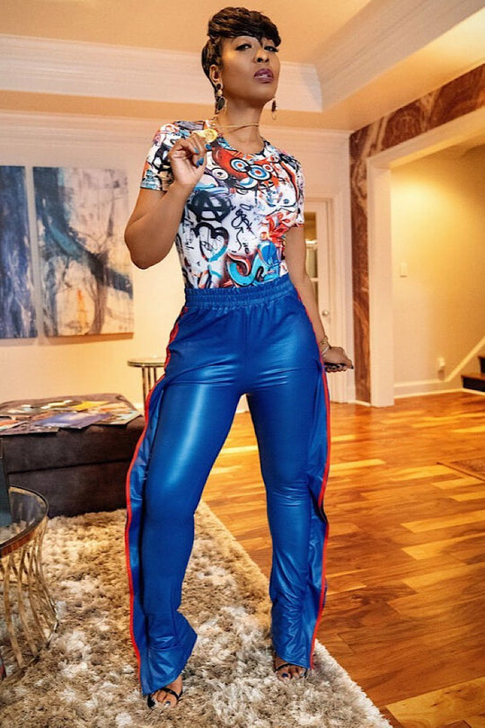 Leather Rebel Pant - Royal Blue - Gritty Soul