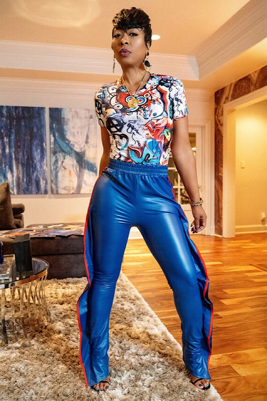 Leather Rebel Pant - Royal Blue - Gritty Soul
