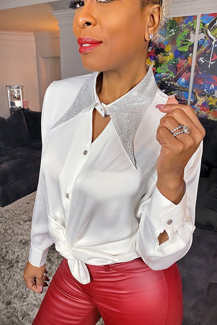 Quincy Stones Blouse - White - Gritty Soul