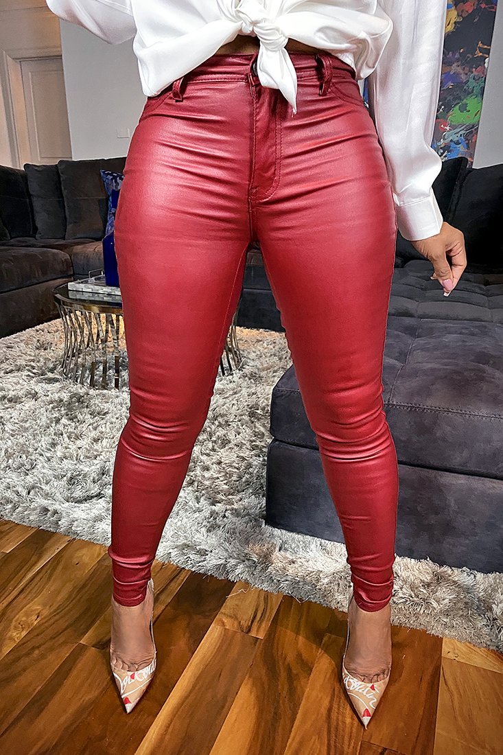 Red Candy Coated Jeans - Gritty Soul